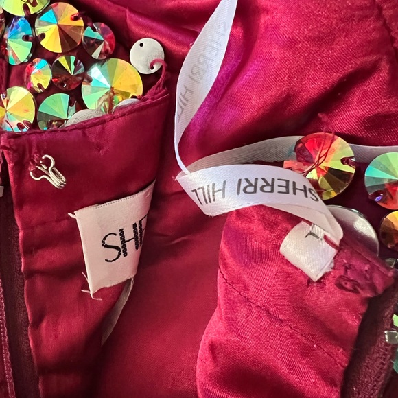 Sherri Hill Hot Pink Strapless Corset Embellished Tulle Formal Dress (Sz 8) - Picture 8 of 16